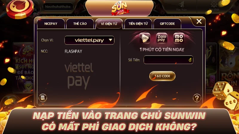 Nạp tiền vào trang chủ SUNWIN có mất phí giao dịch không?