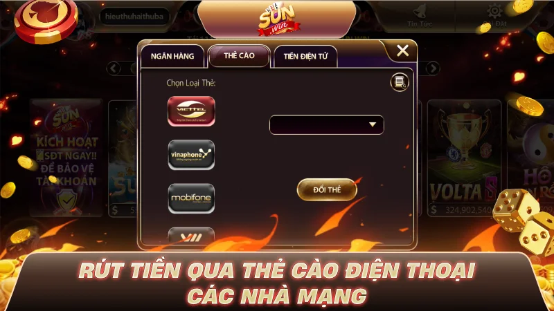 Rút tiền qua Thẻ cào điện thoại các nhà mạng