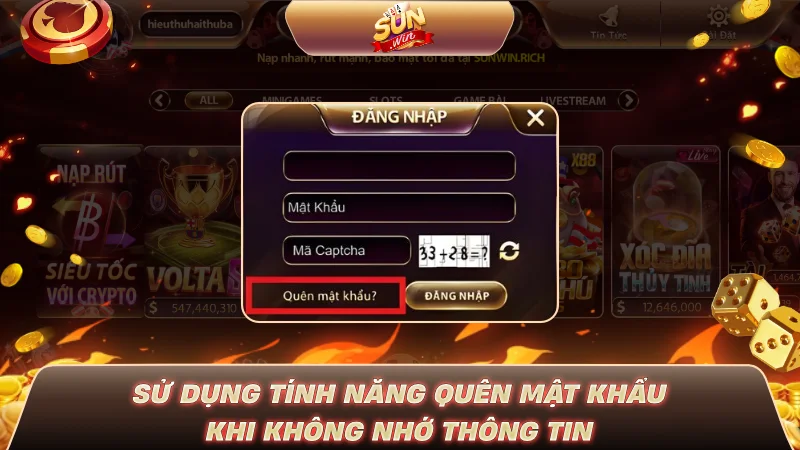 Sử dụng tính năng Quên mật khẩu khi không nhớ thông tin