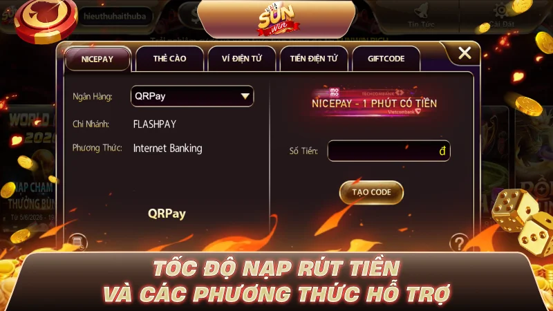 REVIEW SUNWIN: ĐIỂM NỔI BẬT KHIẾN NGƯỜI CHƠI CHÚ Ý Tốc độ nạp rút tiền và các phương thức hỗ trợ