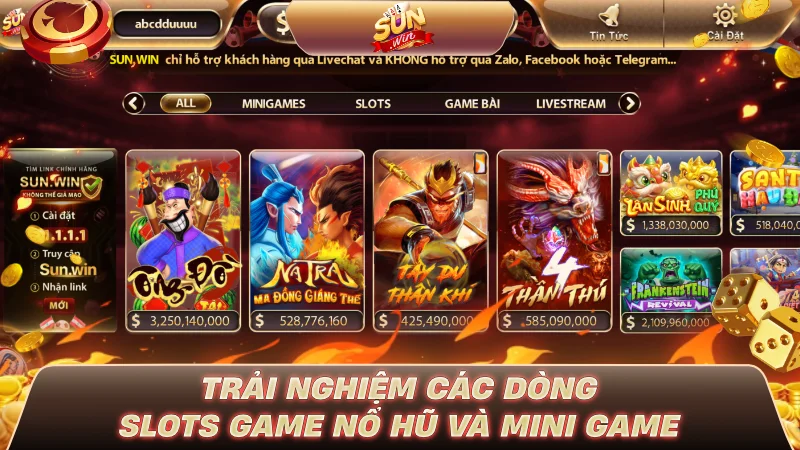 REVIEW SUNWIN: ĐIỂM NỔI BẬT KHIẾN NGƯỜI CHƠI CHÚ Ý Trải nghiệm các dòng Slots game nổ hũ và Mini game