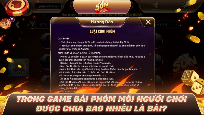 Trong game bài Phỏm mỗi người chơi được chia bao nhiêu lá bài?