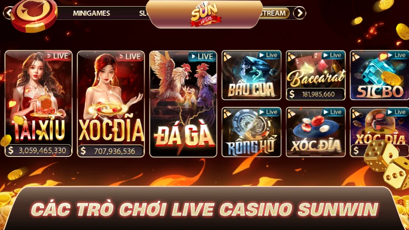 Các trò chơi Live Casino SUNWIN